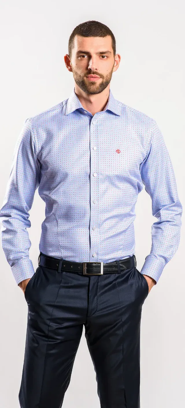 Alain Delon Camicia Extra Slim Fit Blu Taglia 40 Pois