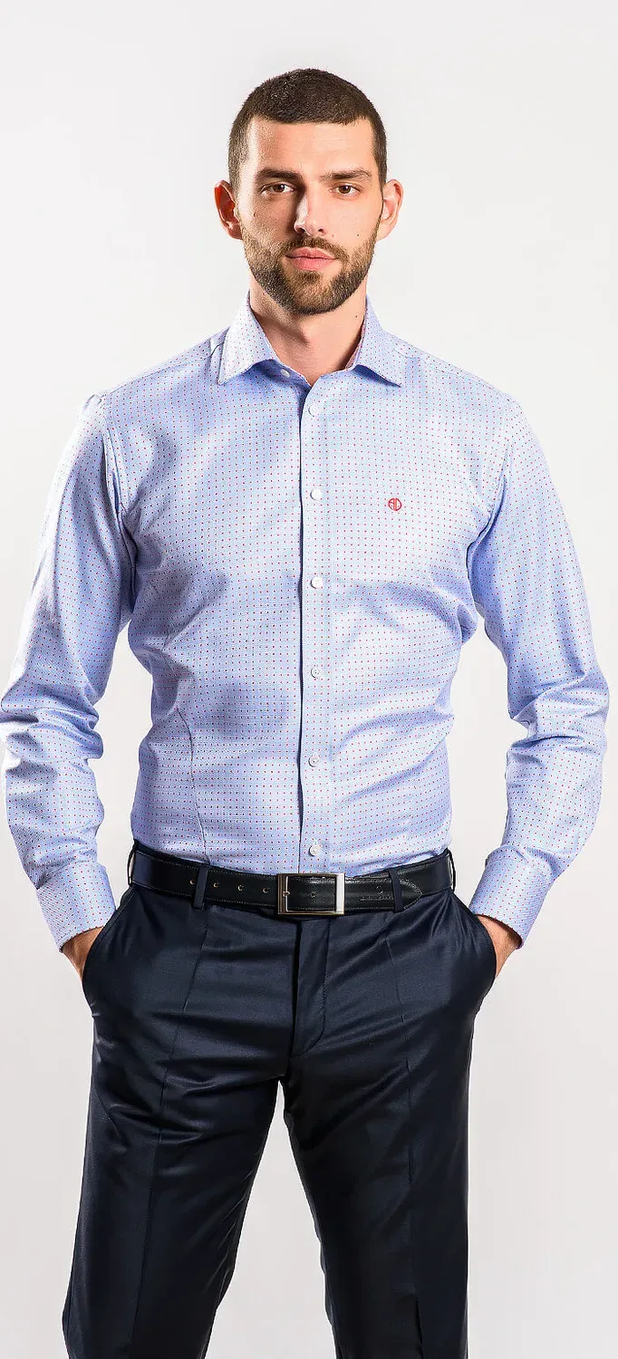 Alain Delon Camicia Extra Slim Fit Blu Taglia 40 Pois