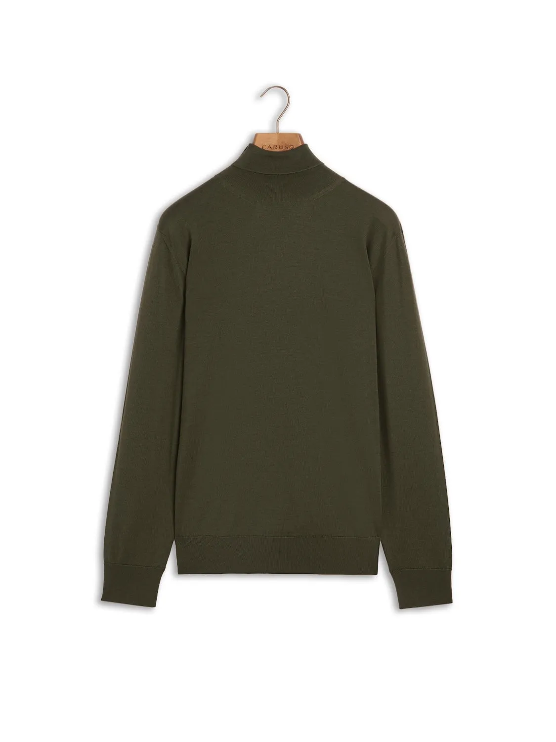 Caruso dolcevita lana seta cashmere verde uomo
