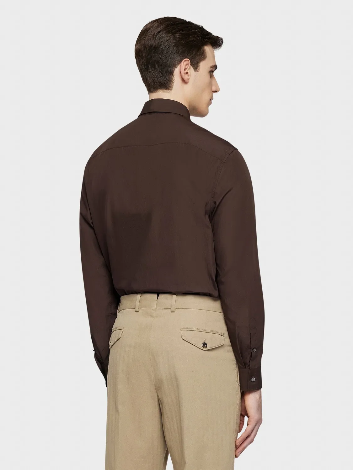 Caruso Camicia Texana Cotone Marrone Puro