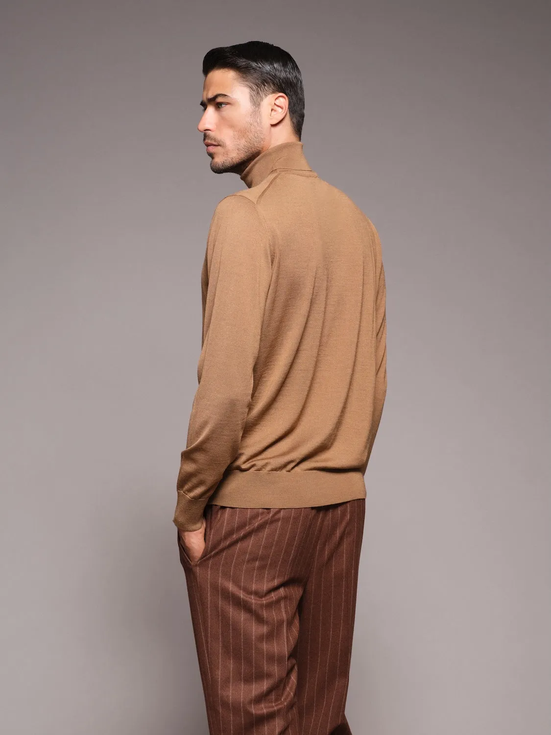 Caruso Dolcevita Uomo Lana Seta Cashmere Beige
