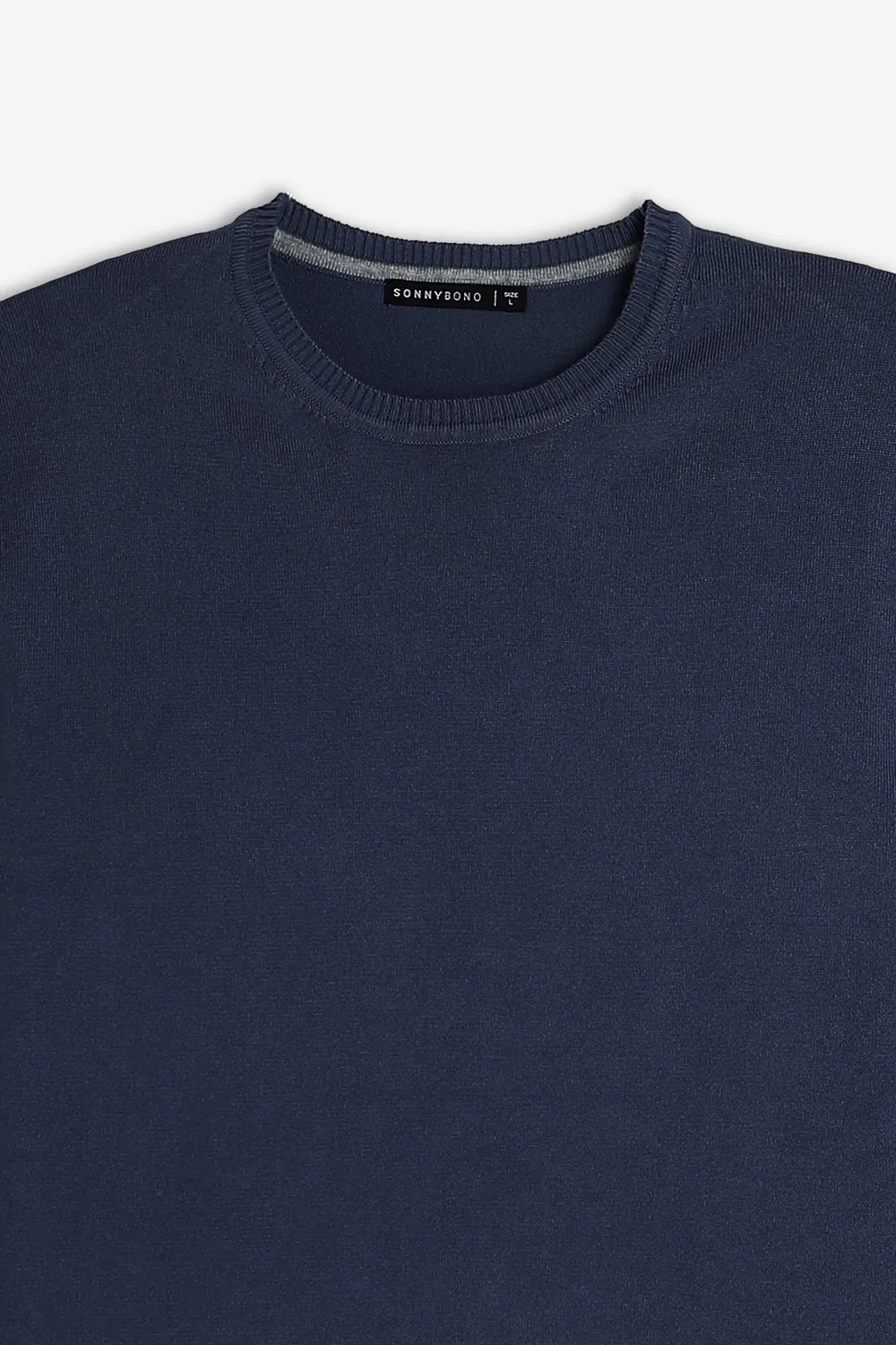 Sonny Bono Basic maglia girocollo bleu manica lunga