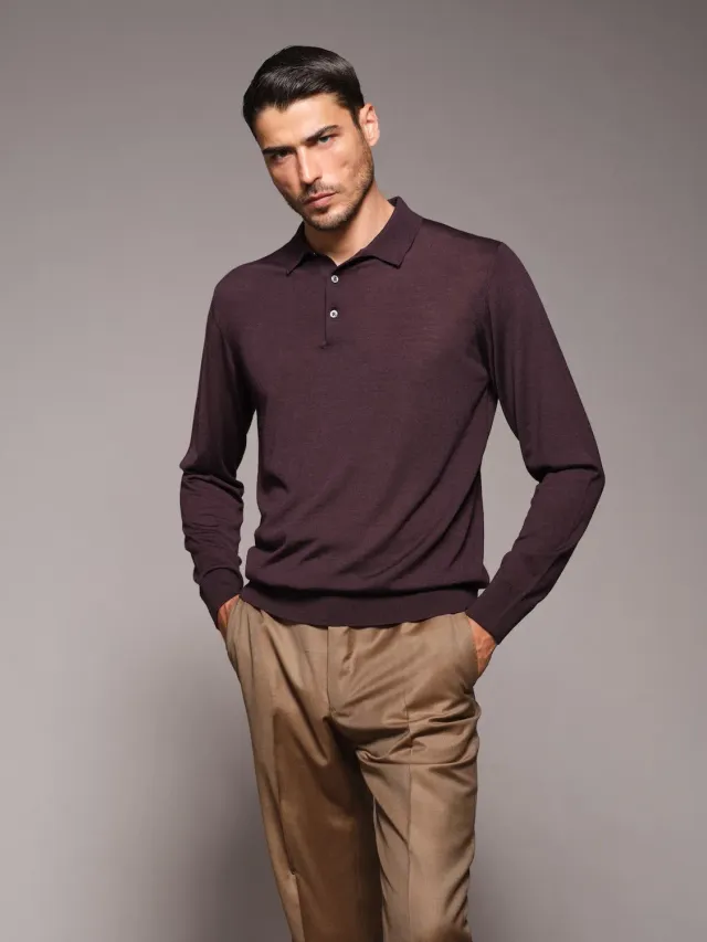 Caruso Butterfly polo lana seta cashmere bordeaux