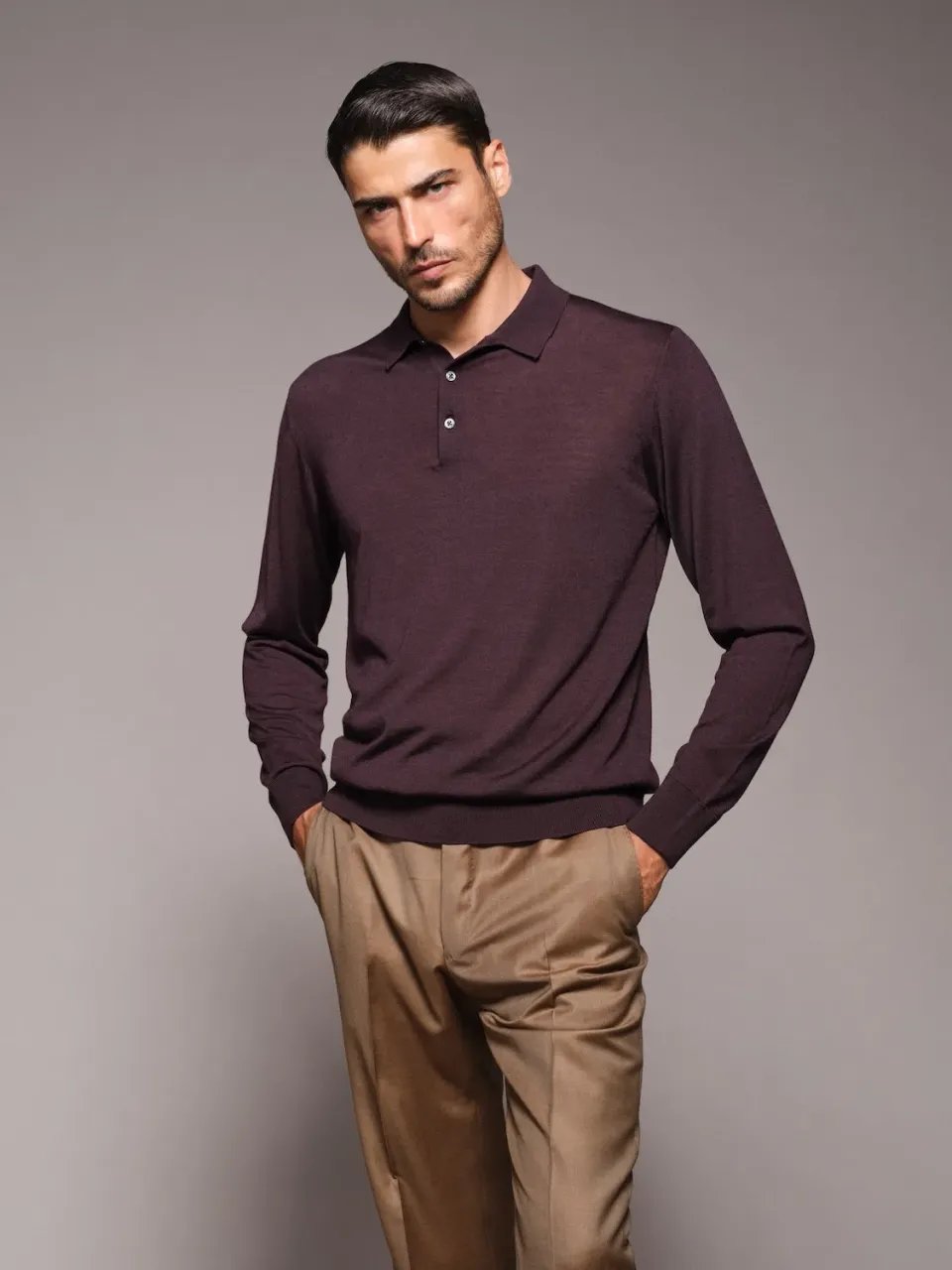 Caruso Butterfly polo lana seta cashmere bordeaux