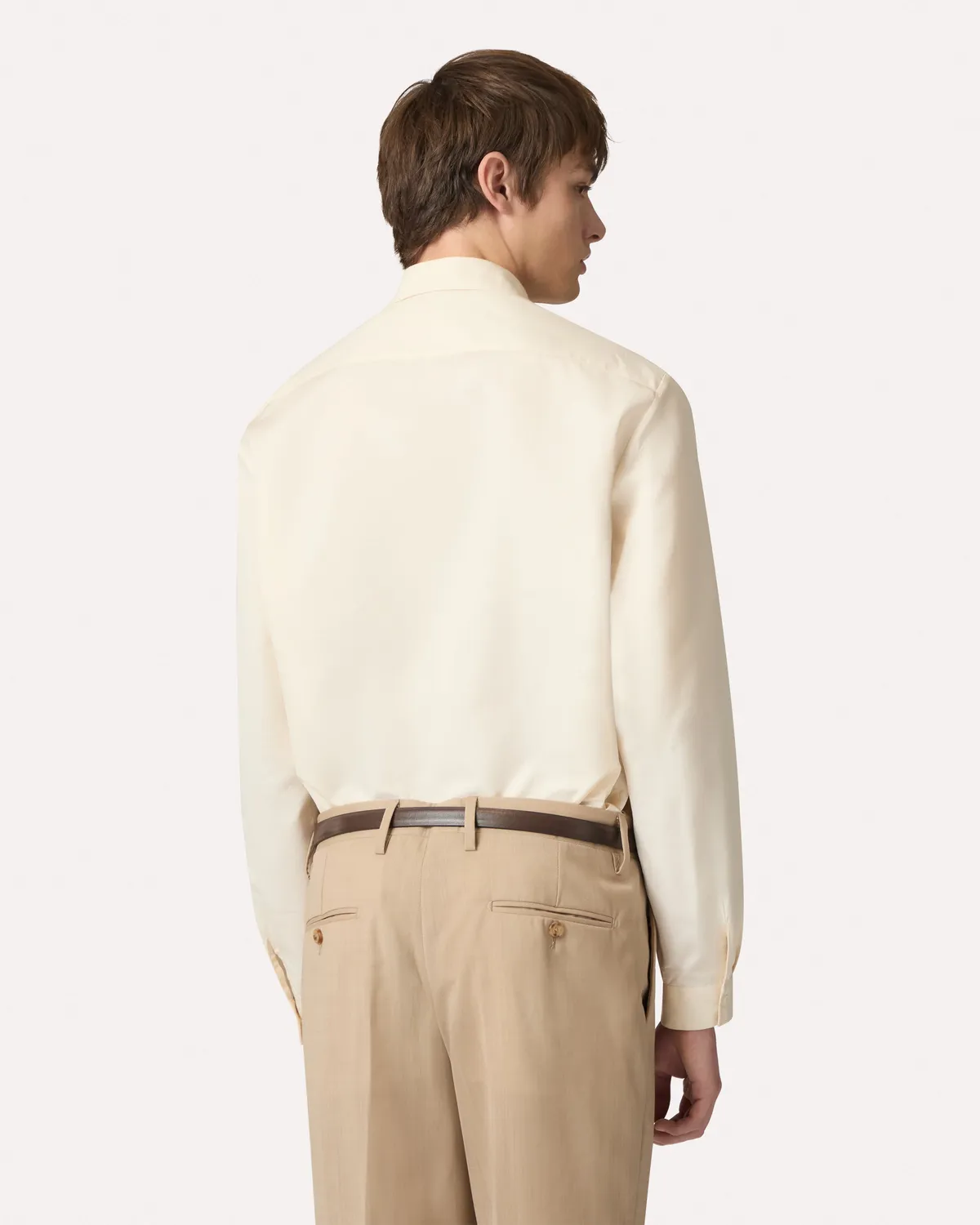 Lardini Camicia Panna Cotone e Seta Popeline