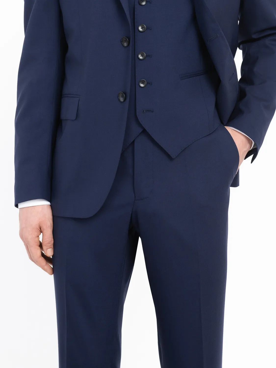 Paoloni Abito con Gilet Fresco Lana Stretch Blu slim
