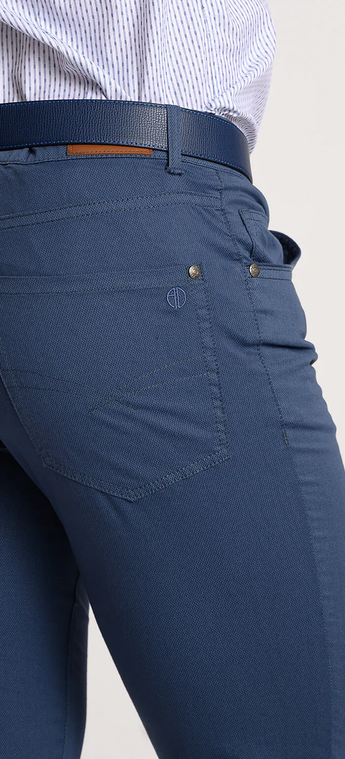 Alain Delon pantaloni casual blu fantasia 35/32 slim fit