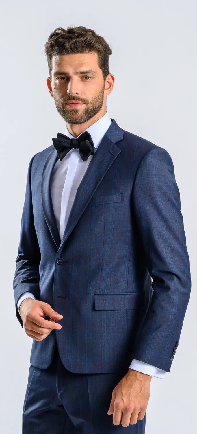 Alain Delon abito uomo slim fit blu a quadri taglia 60