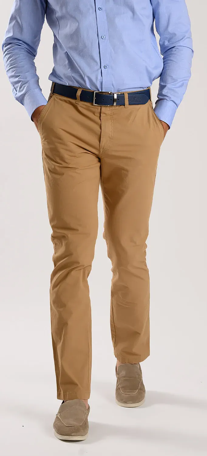 Alain Delon pantalone marrone chiaro chino slim elasticizzato
