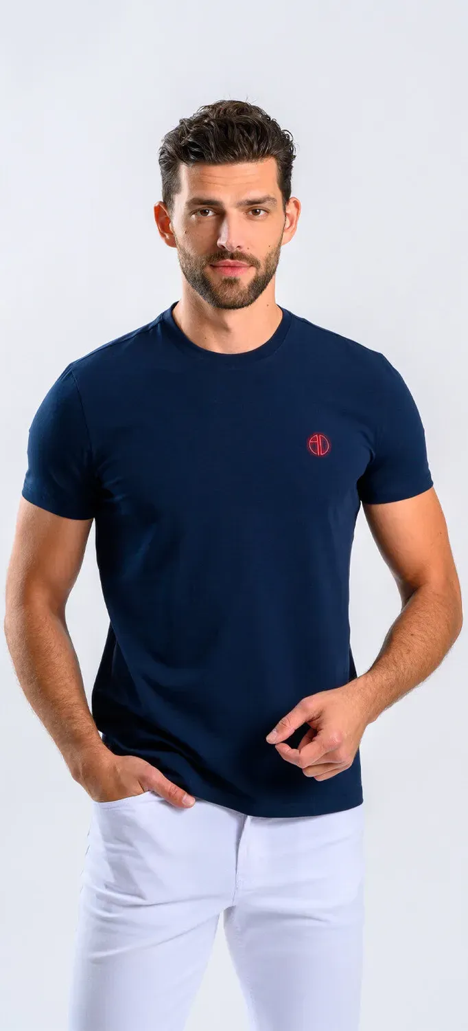 Alain Delon t-shirt blu slim cotone elasticizzata