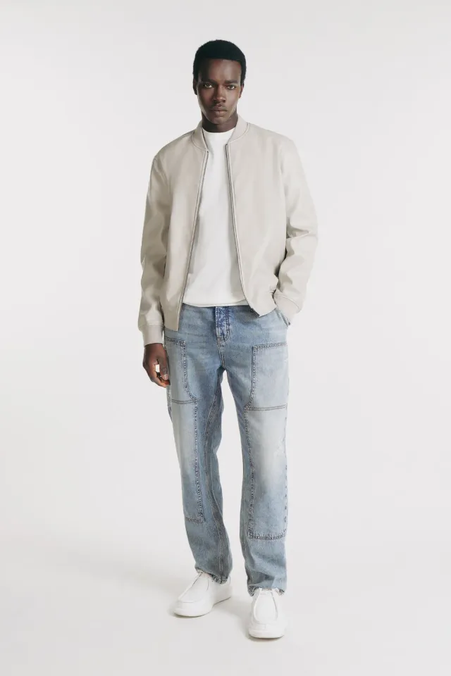Sonny Bono Bomber Effetto Nappa Grigio Chiaro Urbano