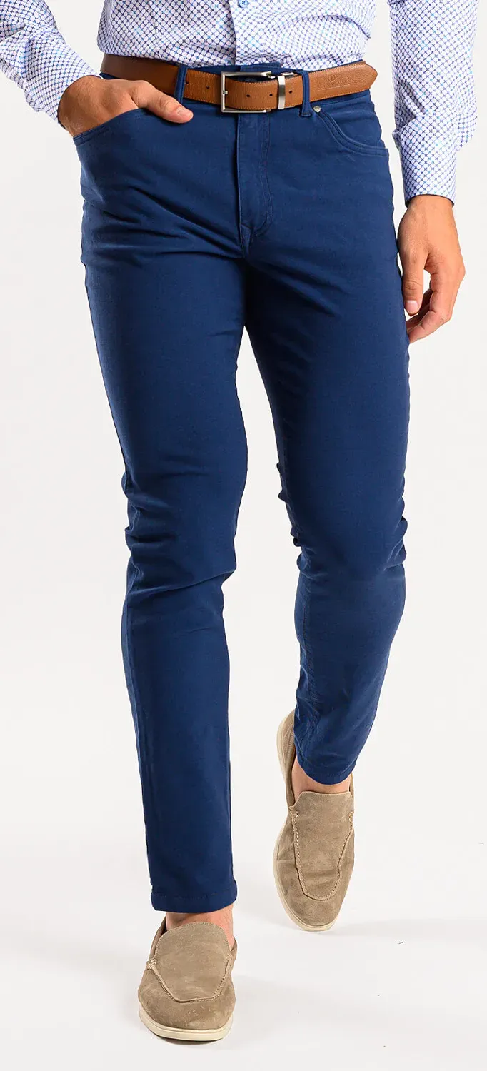 Alain Delon Bold Blue pantaloni casual blu slim fit elasticizzati