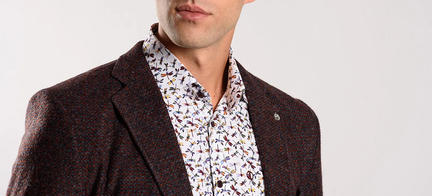 Alain Delon Giacca Autunnale Marrone Blazer Elasticizzato
