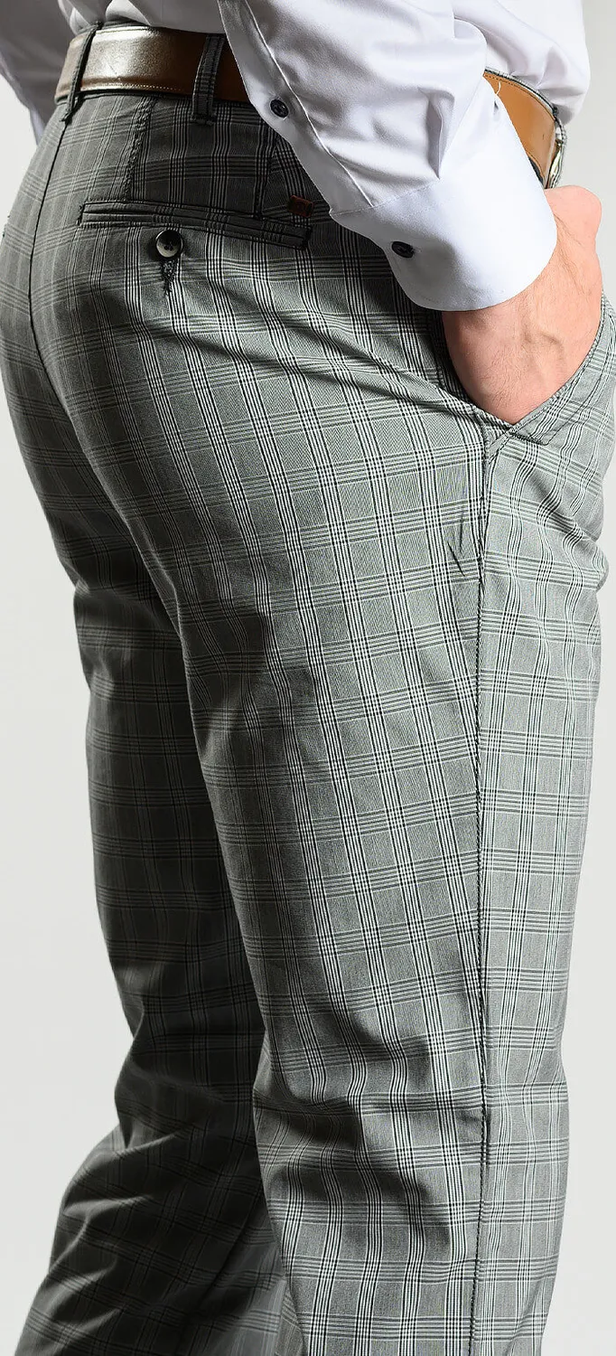 Alain Delon Slim Fit pantalone quadri grigio marrone