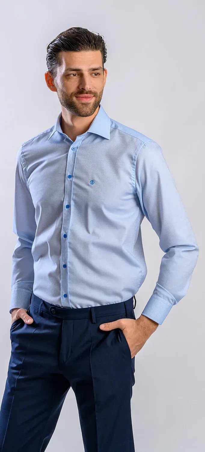 Alain Delon Extra Slim Fit camicia azzurra cotone