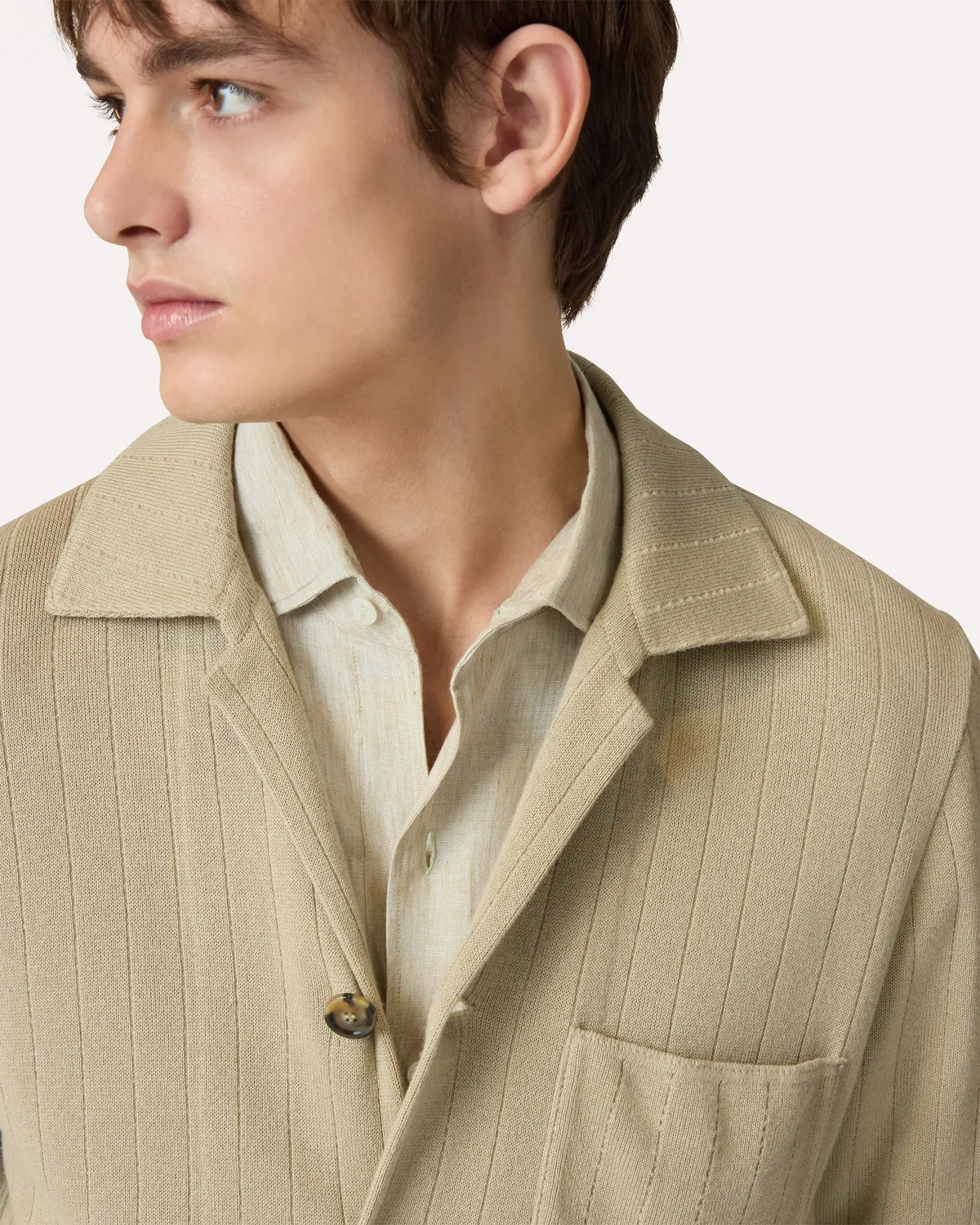 Lardini giacca monopetto maglia salvia cotone