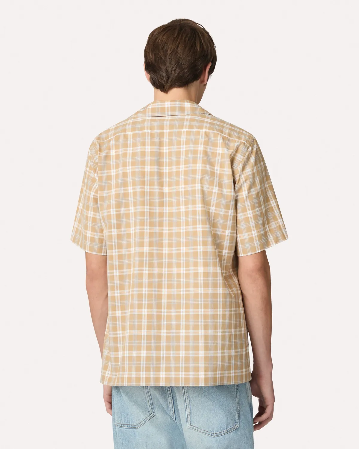 Lardini camicia cammello quadri popeline cotone