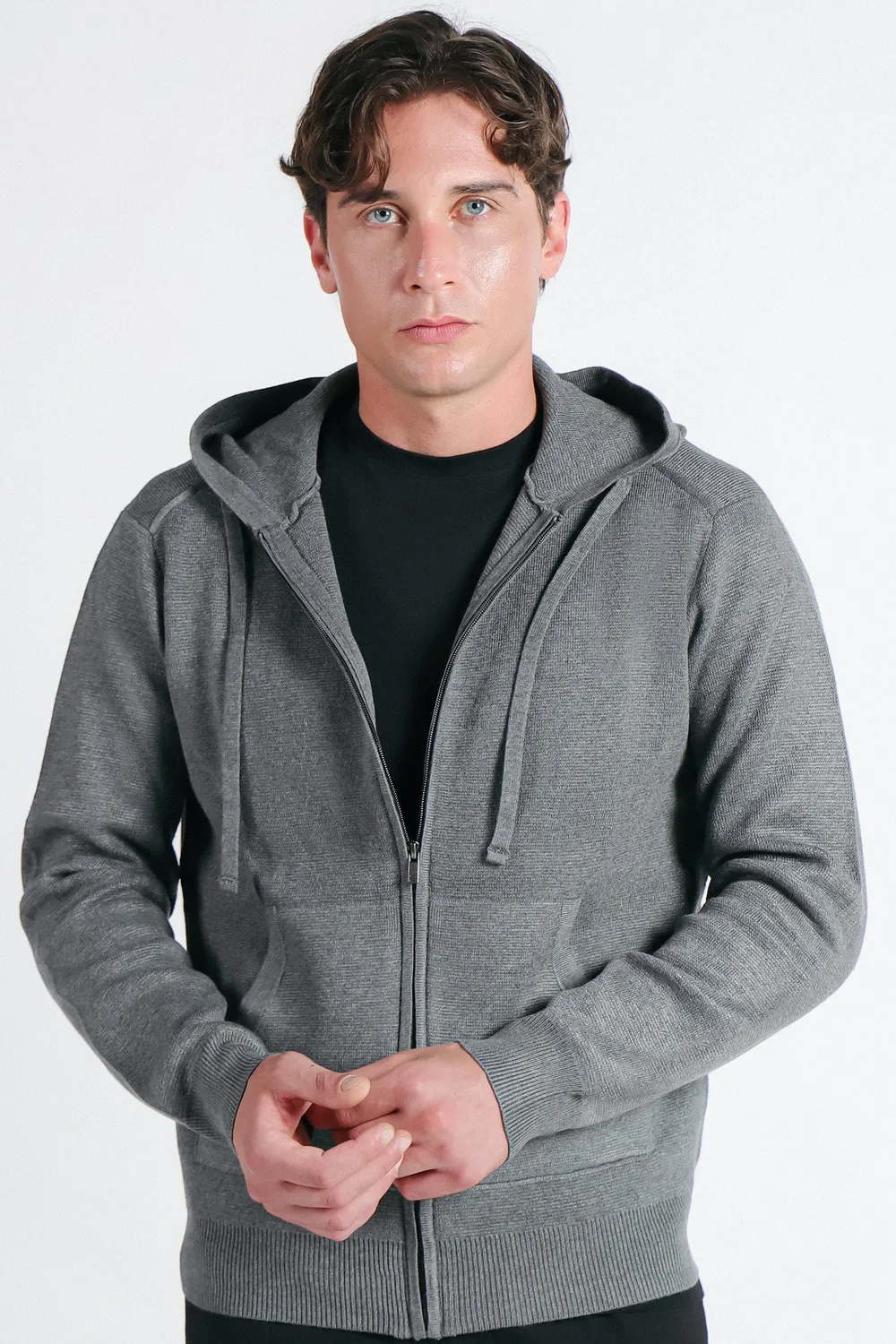 Sonny Bono Maglia Zip Cappuccio Grigio Medio Milano