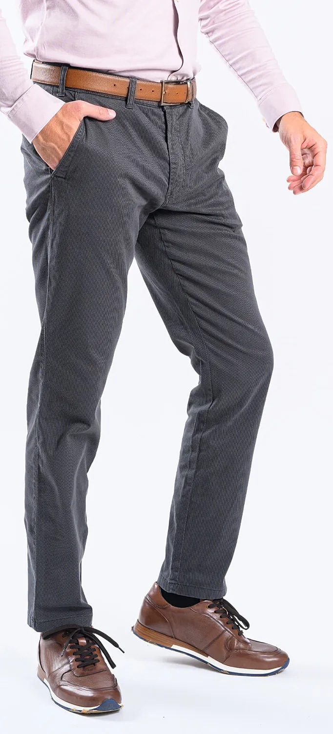 Alain Delon pantaloni grigi slim fit cotone micro-fantasia