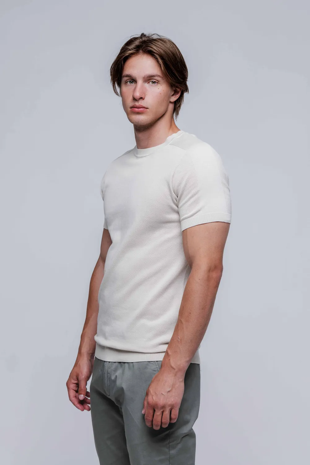 Alain Delon t-shirt maglia sabbia cotone taglia M elegante