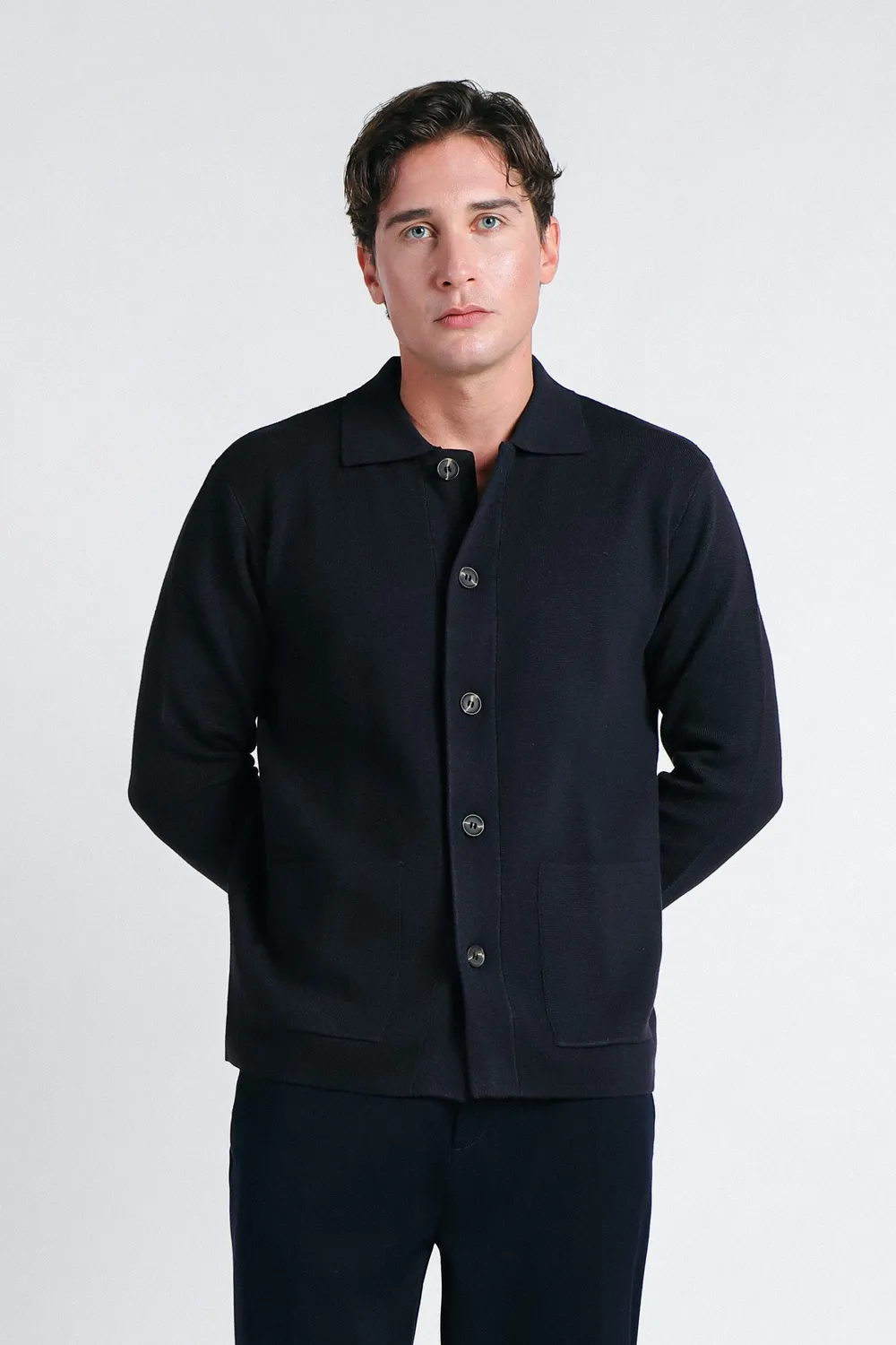 Sonny Bono Punto Milano overshirt maglia bleu leggera
