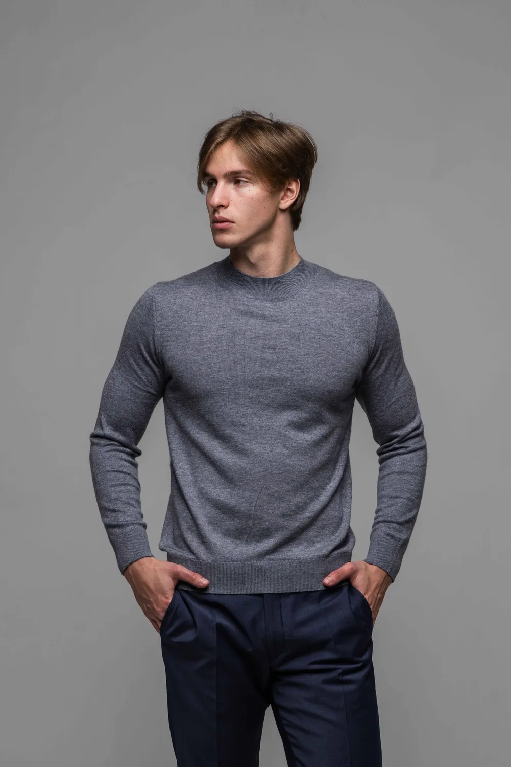 Alain Delon dolcevita grigio maglia taglie M-XXL