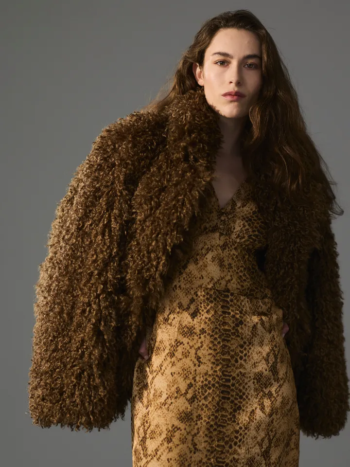 Sand Menswear Ruri 7484 cappotto pelliccia cammello donna