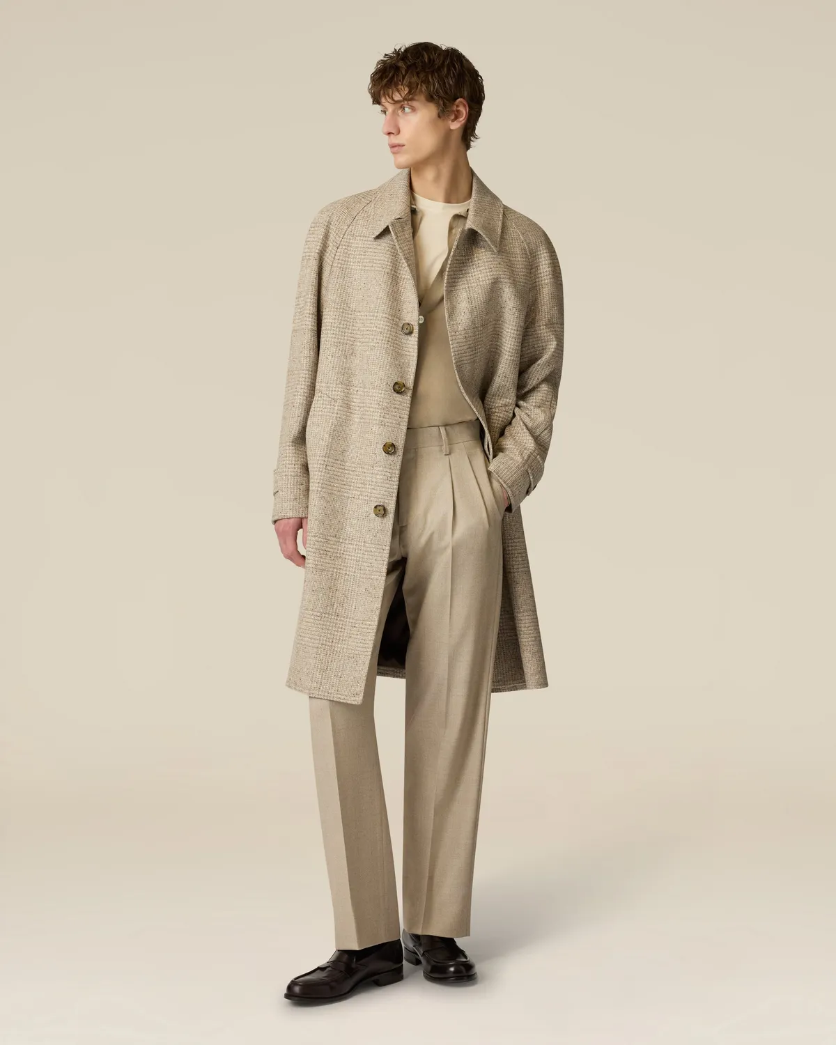 Lardini Le Origini pantalone lana beige con pieghe