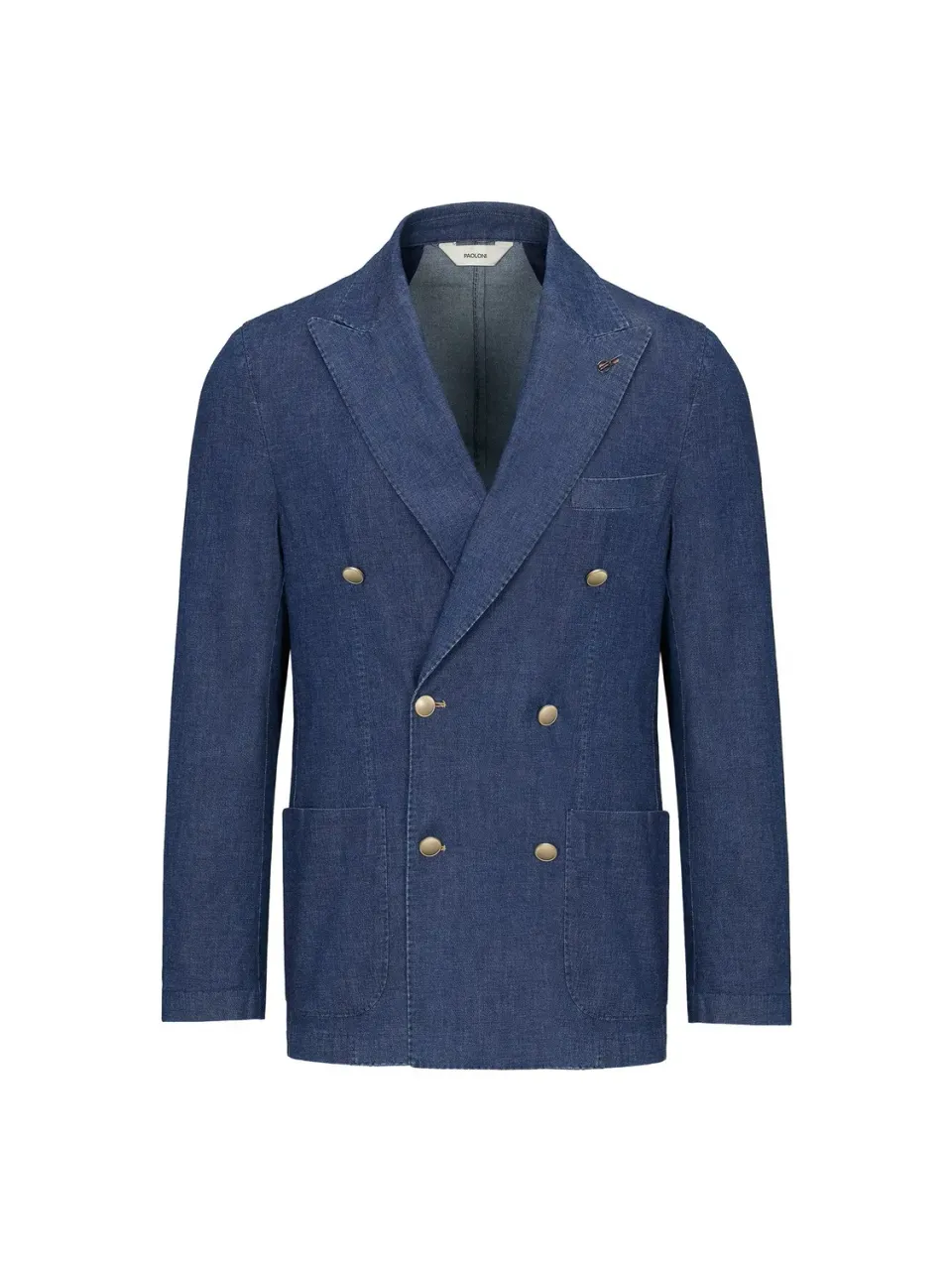 Paoloni Giacca doppiopetto chambray cotone blu