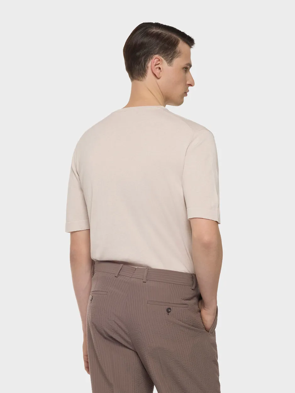 Caruso Butterfly t-shirt maglia panna seta cotone