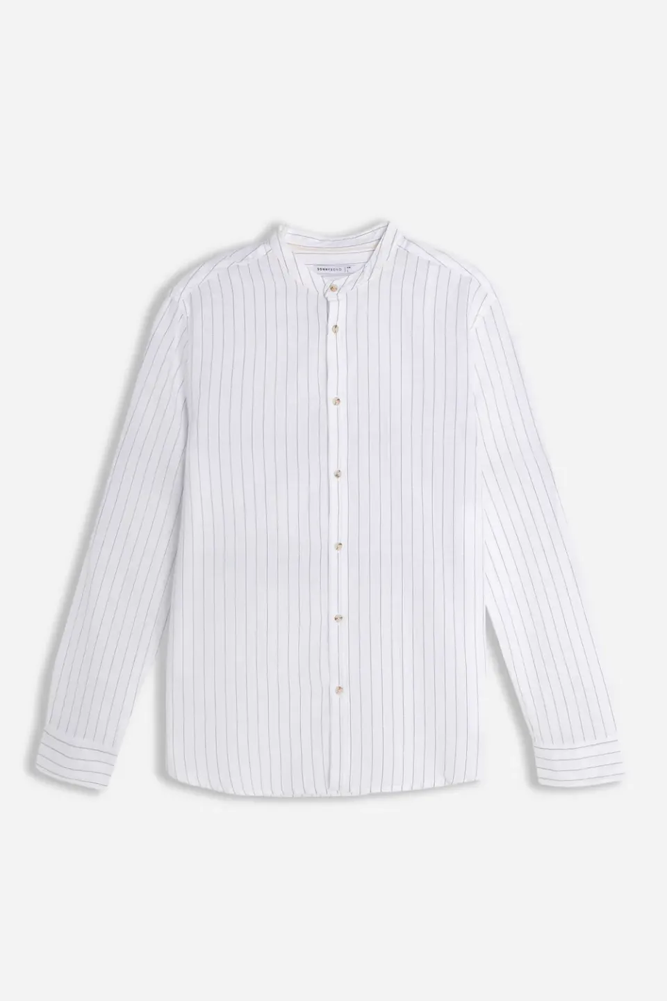 Sonny Bono camicia collo coreano cotone slub blu