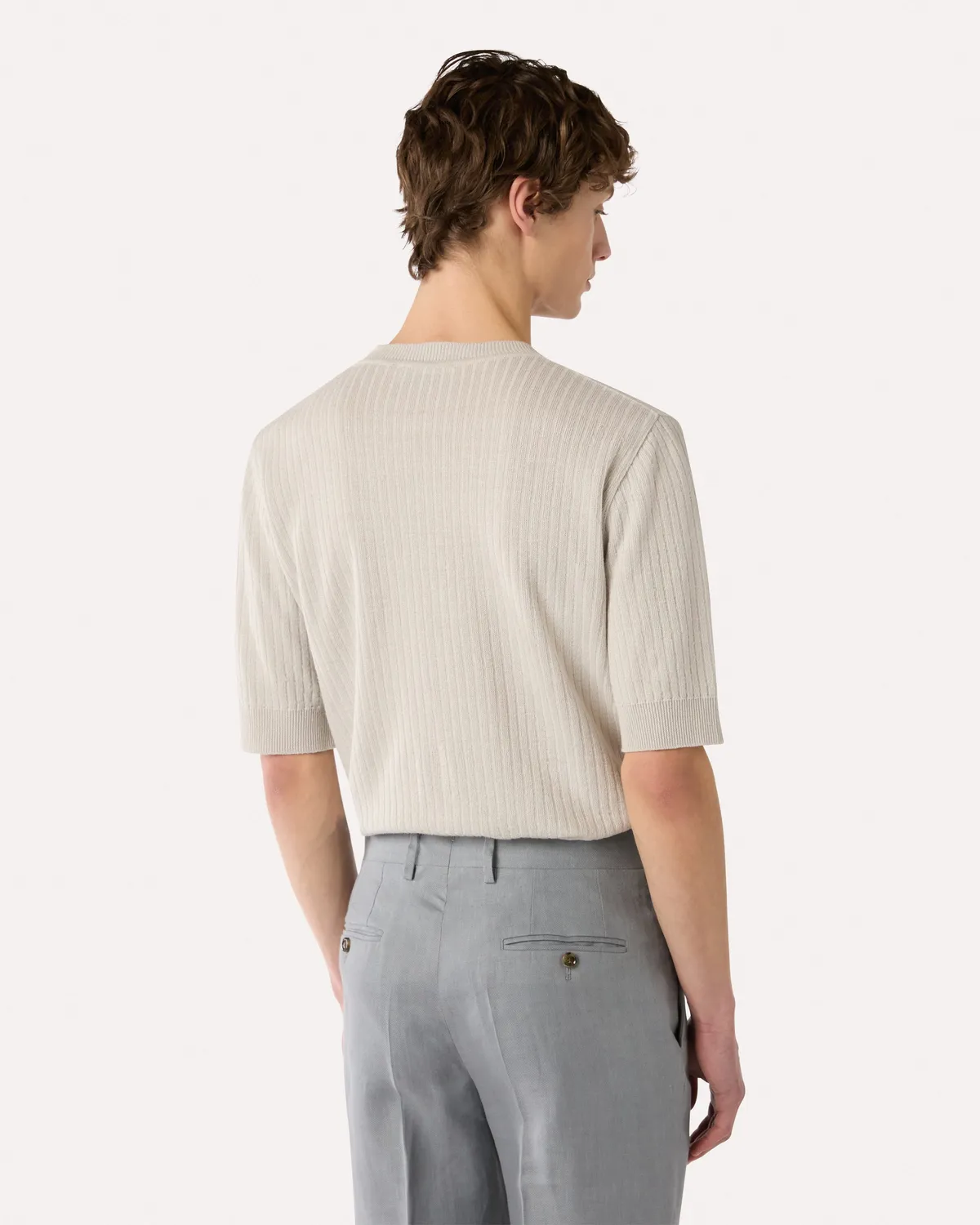 Lardini t-shirt avorio lino cotone manica corta