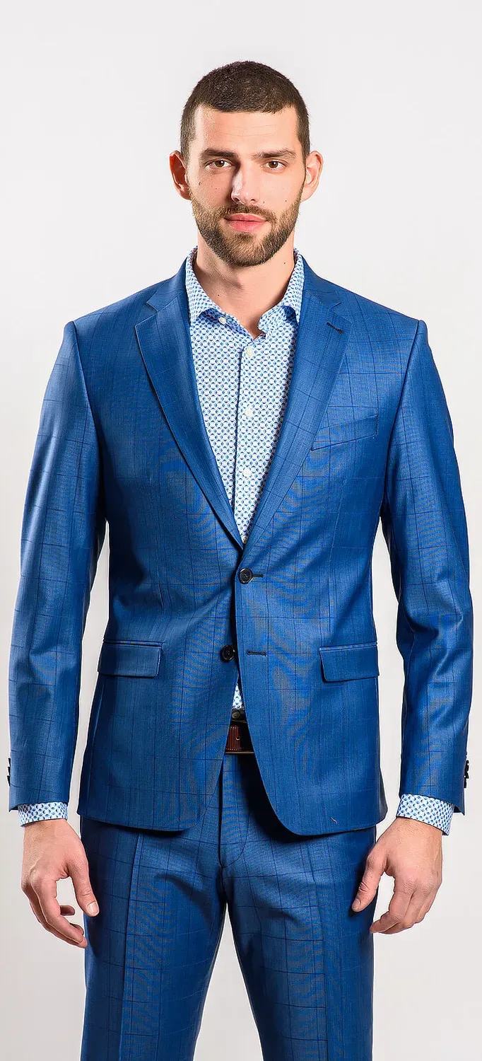 Alain Delon abito blu a quadri slim fit taglia 27