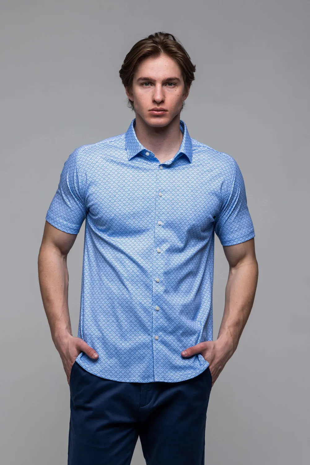 Alain Delon Camicia extra slim fantasia manica corta cotone