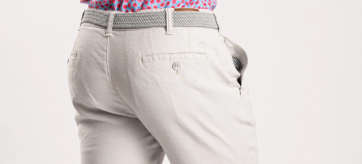 Alain Delon pantalone lino grigio chiaro slim fit elastico