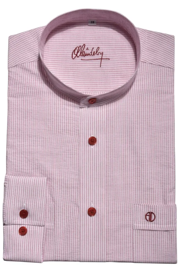 Alain Delon camicia slim fit collo coreano a righe weekend