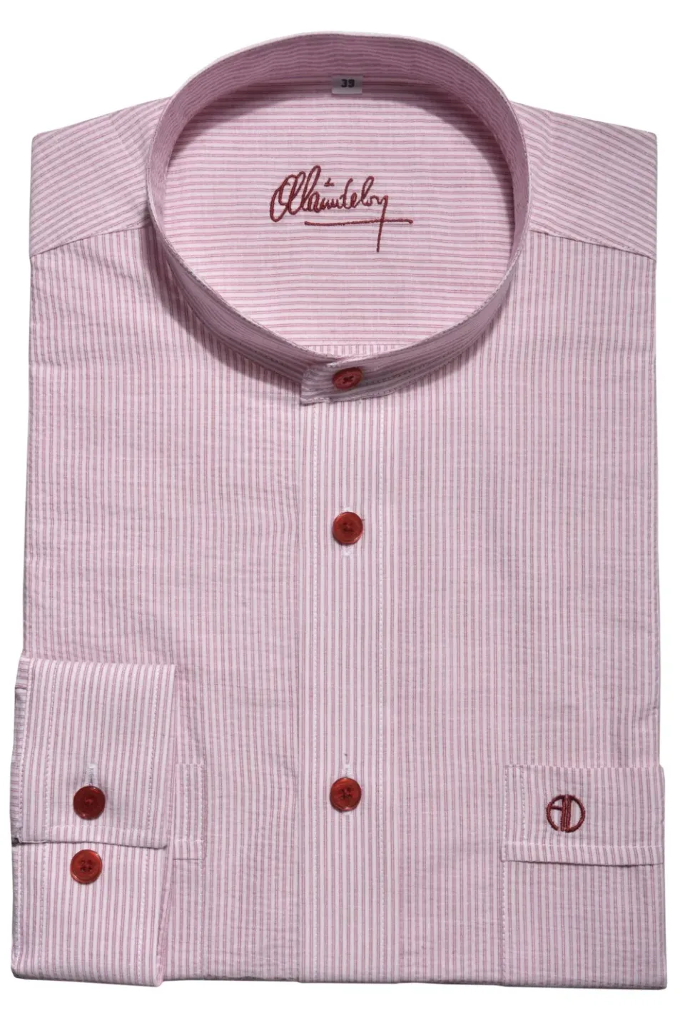 Alain Delon camicia slim fit collo coreano a righe weekend