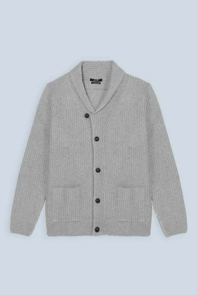 Sonny Bono Cardigan Collo Sciallato Bottoni Grigio