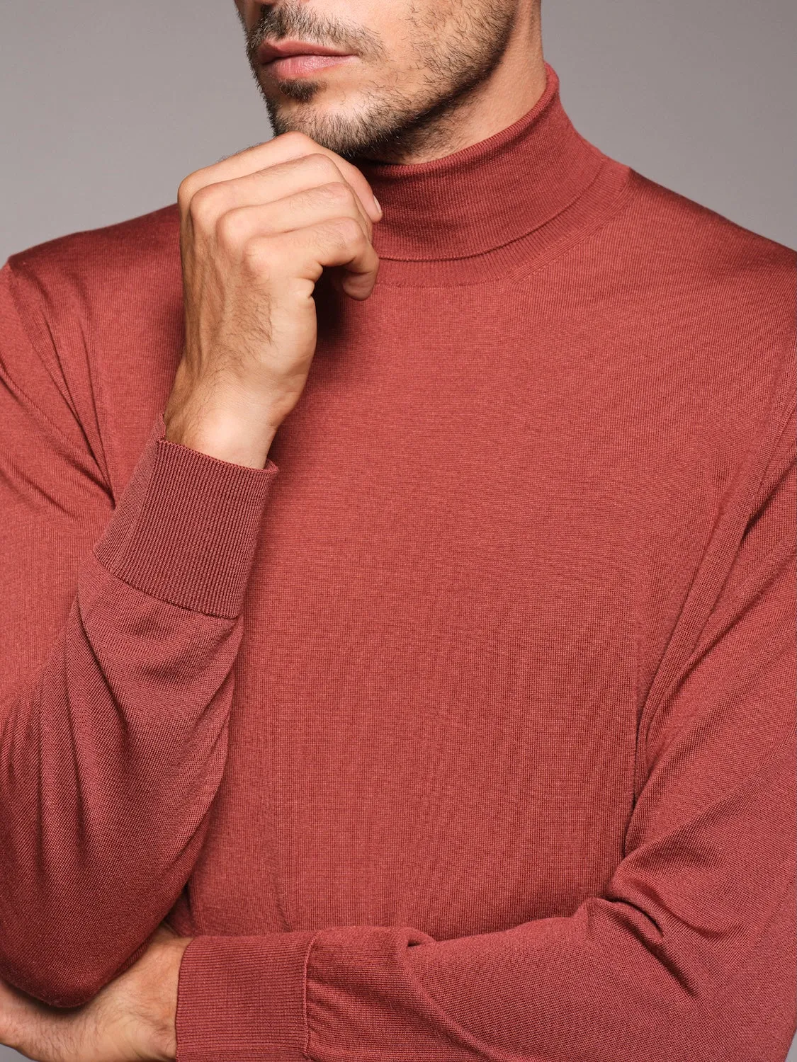 Caruso dolcevita lana seta cashmere rosso