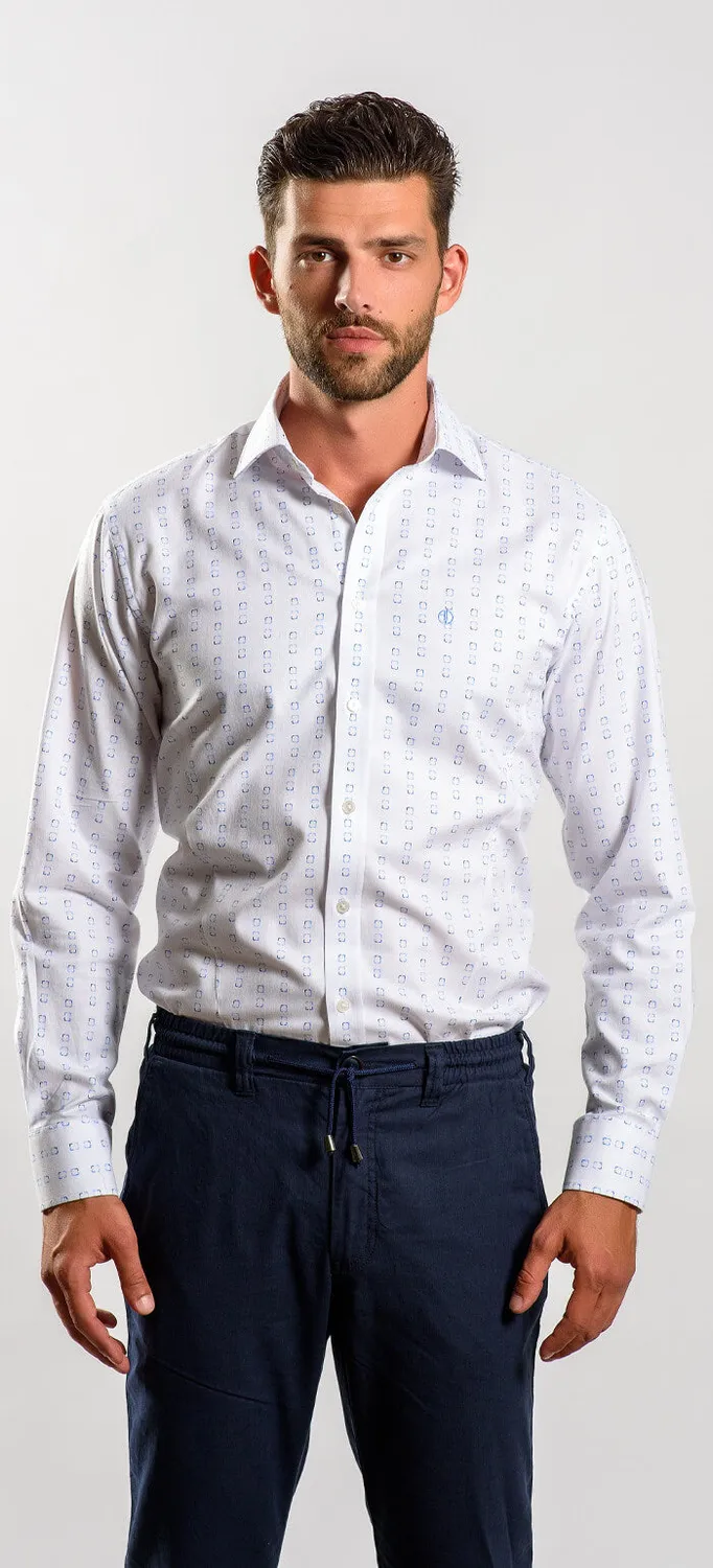Alain Delon camicia bianca fantasia extra slim