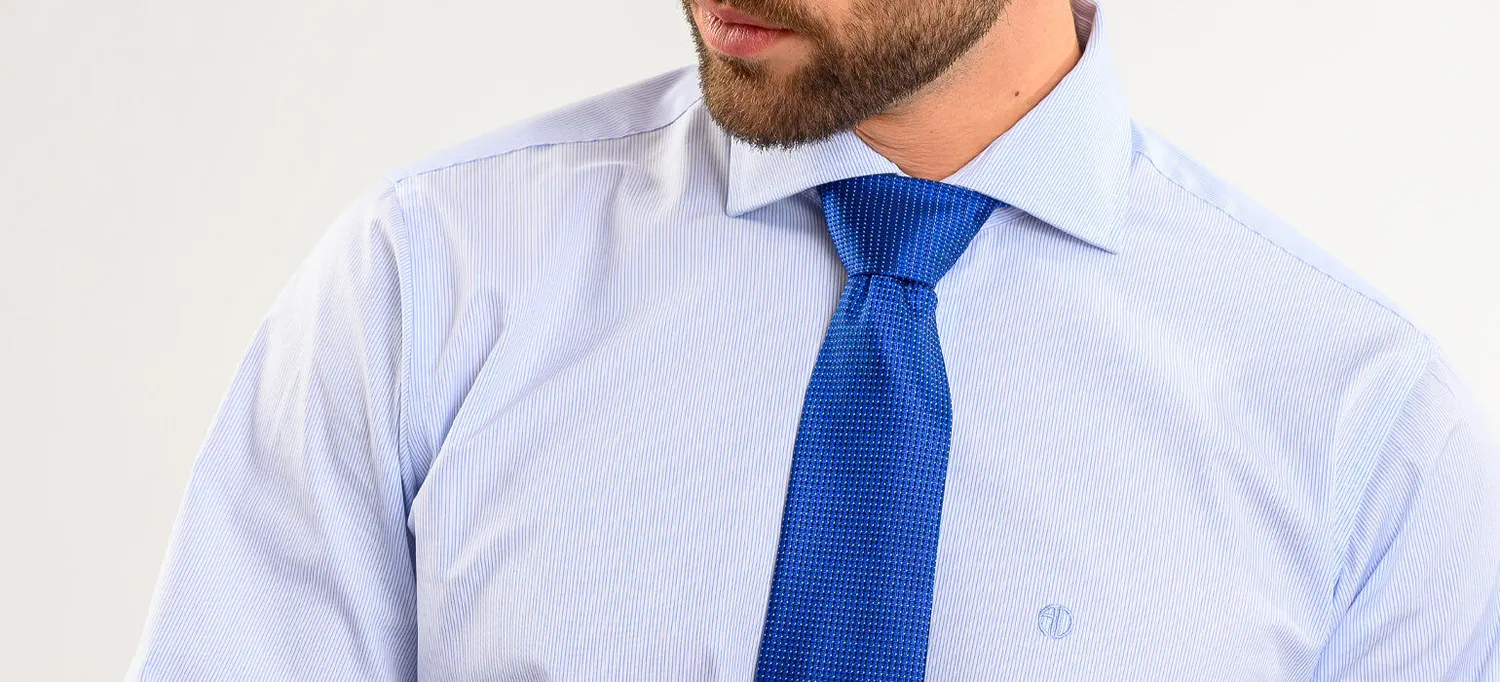 Alain Delon camicia bianca slim fit a righe blu