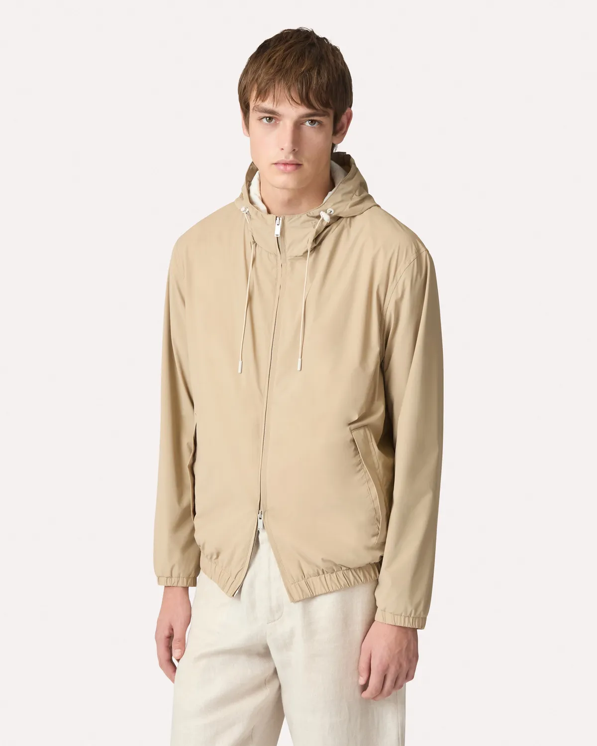 Lardini giubbino tecnico nylon cammello cappuccio