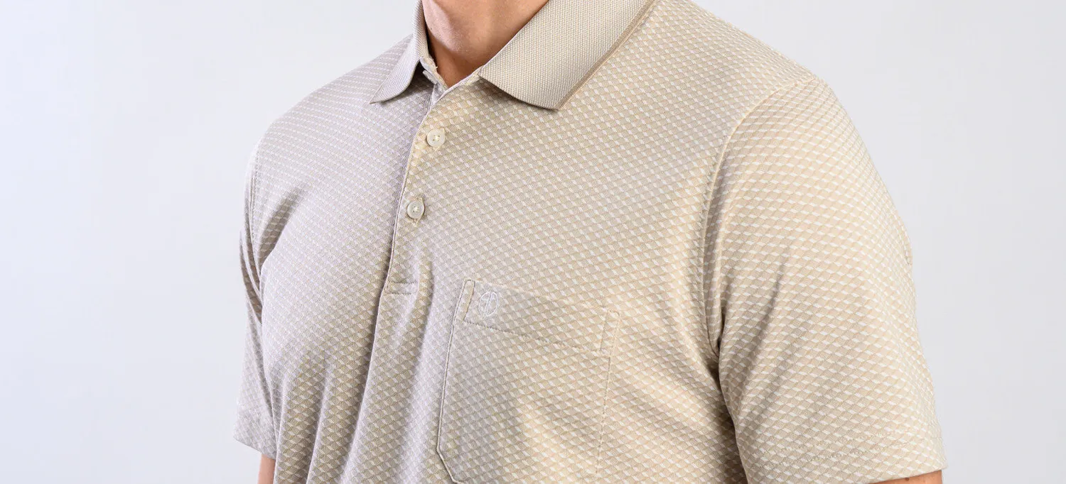 Alain Delon polo beige fantasia quadri slim fit cotone