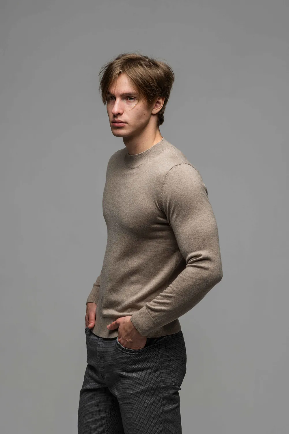 Alain Delon dolcevita beige collo alto uomo