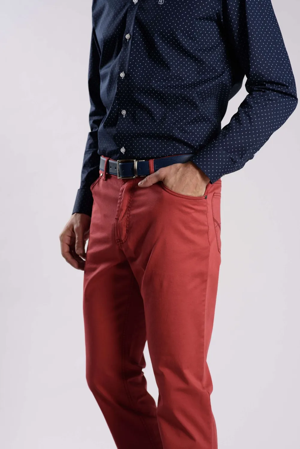Alain Delon Pantaloni Rossi Uomo Cotone 34/34 Jeans