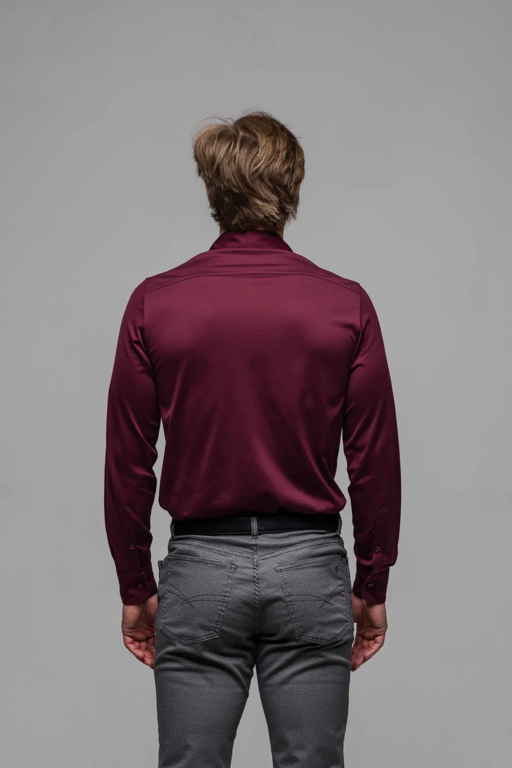 Alain Delon Camicia Extra Slim Stretch Bordeaux