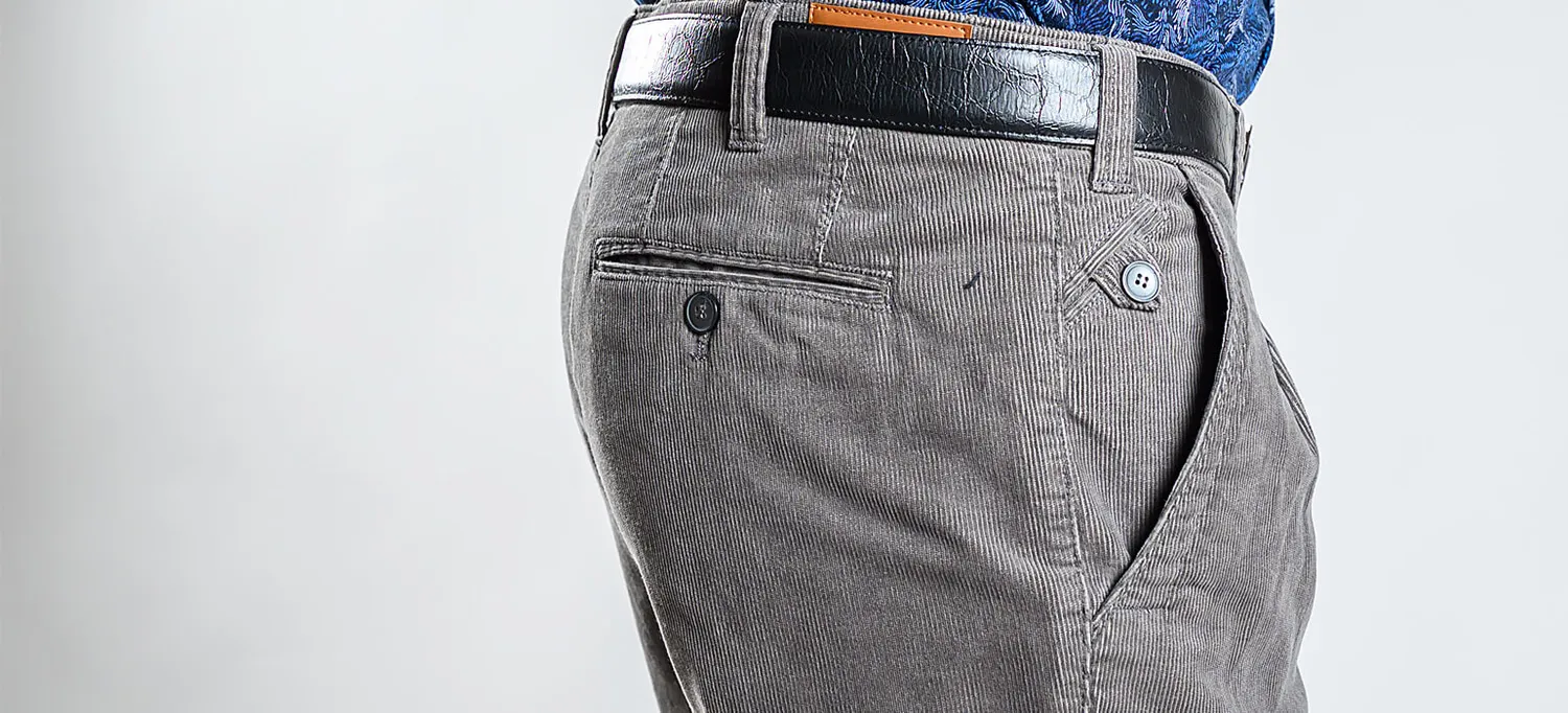 Alain Delon pantalone chino velluto grigio slim fit elasticizzato