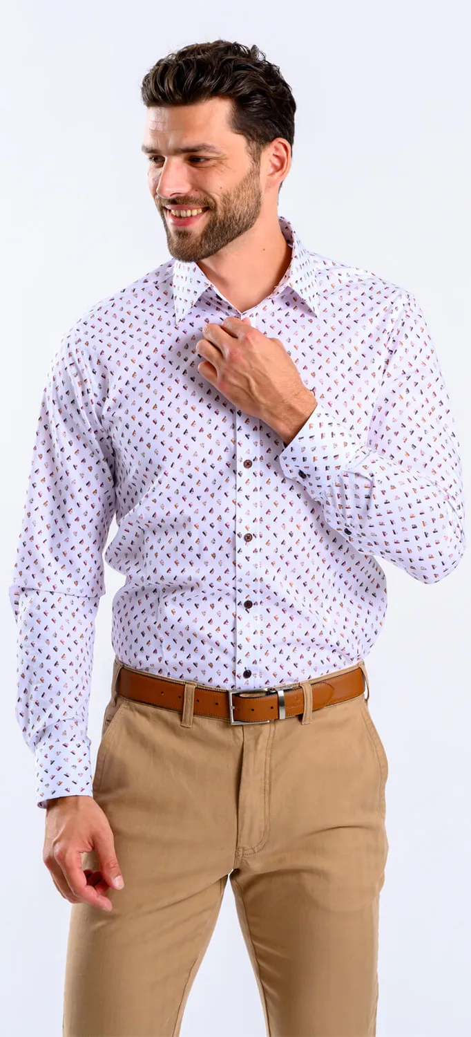 Alain Delon Extra Slim Fit camicia bianca marrone 40