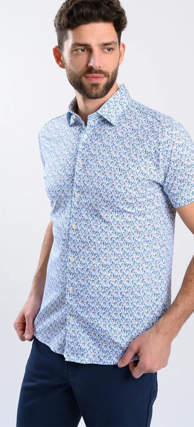 Alain Delon camicia manica corta stretch fantasia