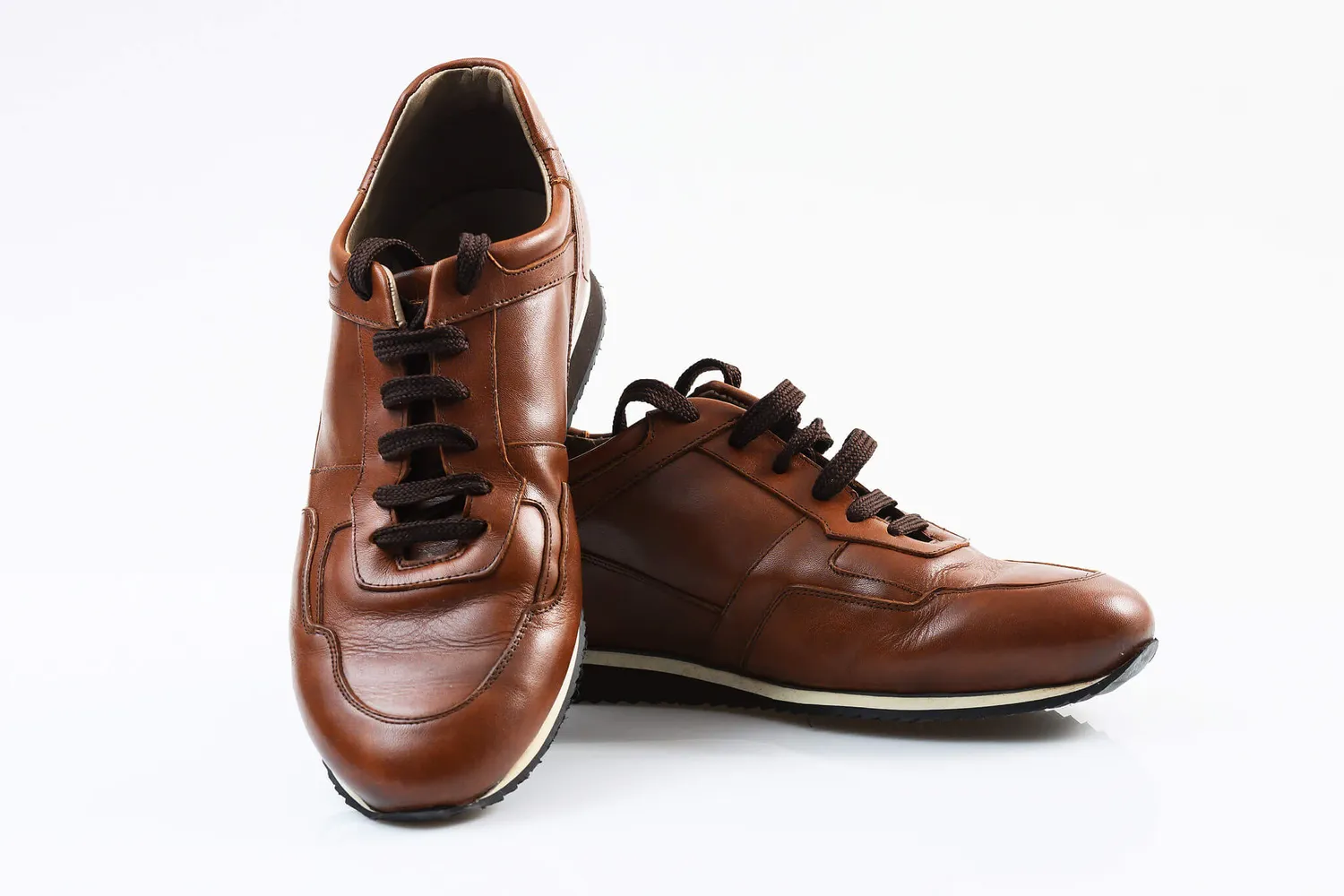 Alain Delon sneakers marrone pelle vitello taglia 46